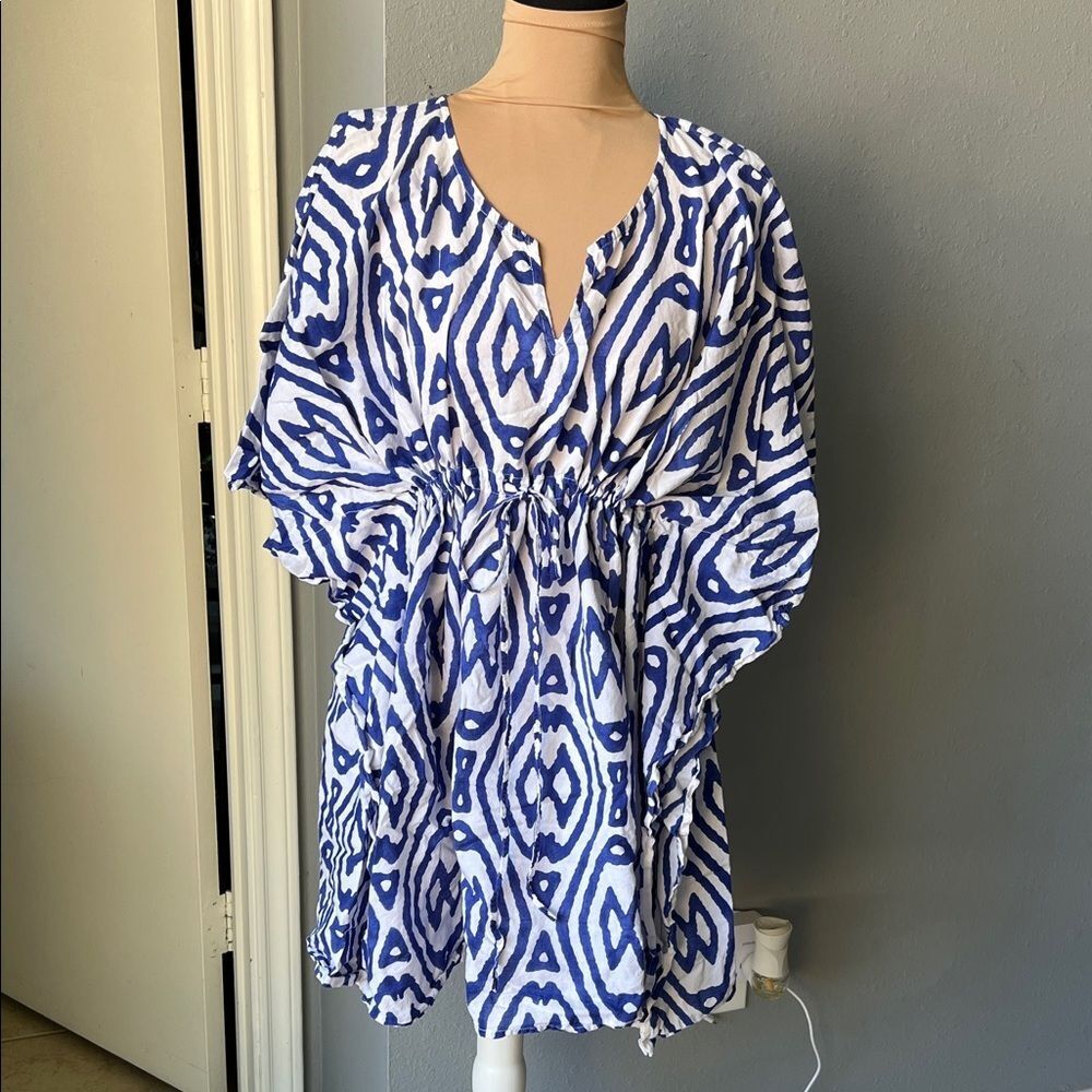 Roberta Roller Rabbit Blue and White Ikat Tunic